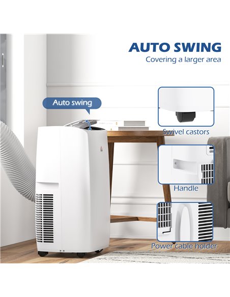 HOMCOM 12,000 BTU Mobile Air Conditioner for Room up to 28m², with Dehumidifier, Sleep Mode, 24H Timer On/off, Wheels 823-059V71 - pic 62569 | FastDaddyshop