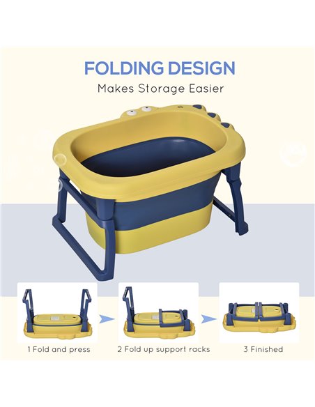 HOMCOM Baby Bath Tub for 0-6 Years Collapsible Non-Slip Portable with Stool Seat for Newborns Infants Toddlers Kids Crocodile Sh - pic 6257 | FastDaddyshop