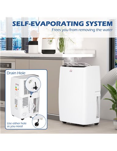 HOMCOM 14,000 BTU Mobile Air Conditioner for Room up to 40m², with Dehumidifier, Sleep Mode, 24H Timer On/off, Wheels 823-059V70