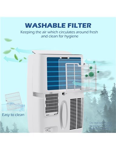 HOMCOM 14,000 BTU Mobile Air Conditioner for Room up to 40m², with Dehumidifier, Sleep Mode, 24H Timer On/off, Wheels 823-059V70