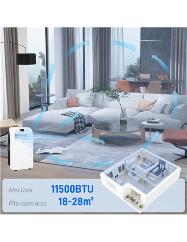 HOMCOM 12000 BTU Portable Air Conditioner, 3-in-1 Air Conditioning Unit, Dehumidifier, Cooling Fan with Remote Control, Digital 