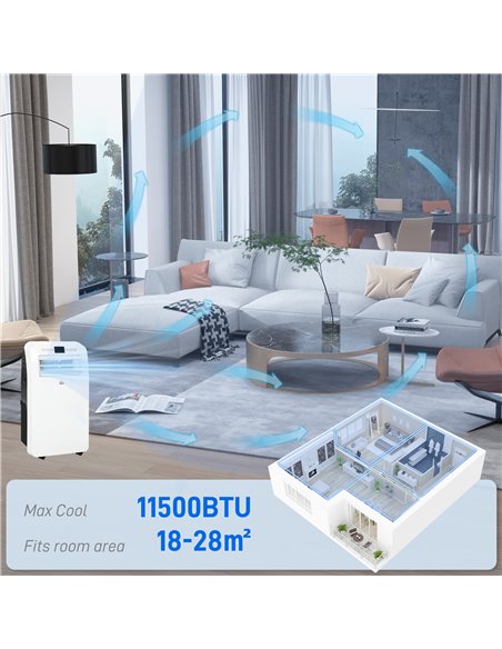 HOMCOM 12000 BTU Portable Air Conditioner, 3-in-1 Air Conditioning Unit, Dehumidifier, Cooling Fan with Remote Control, Digital  - pic 62593 | FastDaddyshop