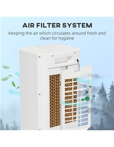 HOMCOM 68cm Portable Evaporative Air Cooler, 3-In-1 Ice Cooling Fan Cooler, Water Conditioner Humidifier Unit with Remote, 15H T