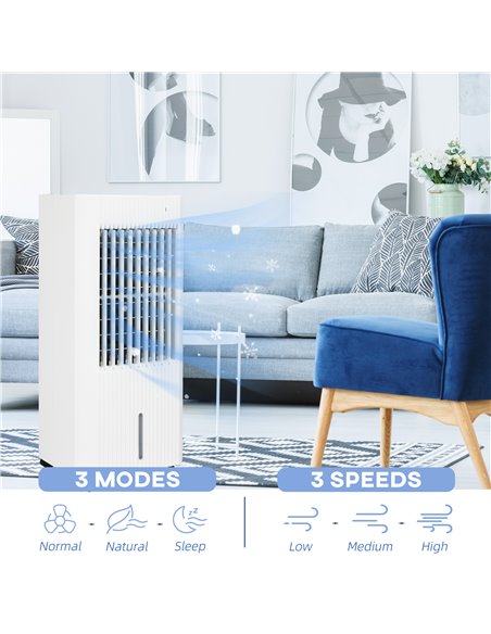 HOMCOM 68cm Portable Evaporative Air Cooler, 3-In-1 Ice Cooling Fan Cooler, Water Conditioner Humidifier Unit with Remote, 15H T - pic 62603 | FastDaddyshop