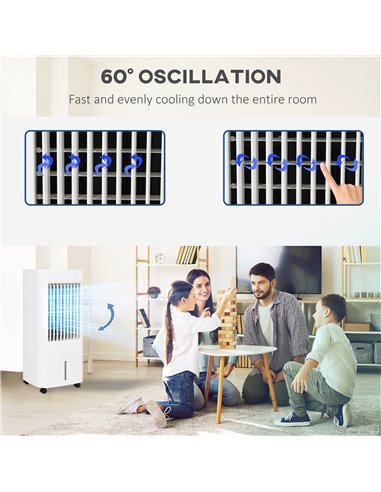 HOMCOM 68cm Portable Evaporative Air Cooler, 3-In-1 Ice Cooling Fan Cooler, Water Conditioner Humidifier Unit with Remote, 15H T