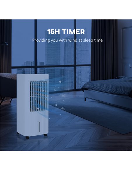 HOMCOM 68cm Portable Evaporative Air Cooler, 3-In-1 Ice Cooling Fan Cooler, Water Conditioner Humidifier Unit with Remote, 15H T - pic 62605 | FastDaddyshop