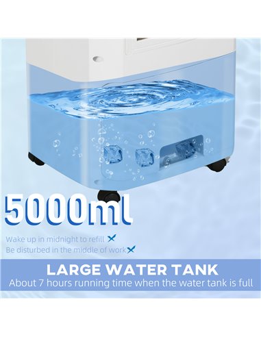 HOMCOM 68cm Portable Evaporative Air Cooler, 3-In-1 Ice Cooling Fan Cooler, Water Conditioner Humidifier Unit with Remote, 15H T