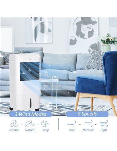 HOMCOM 78cm Portable Evaporative Air Cooler, 3-In-1 Ice Cooling Fan Cooler, Water Conditioner Humidifier Unit with Remote, 7.5H 