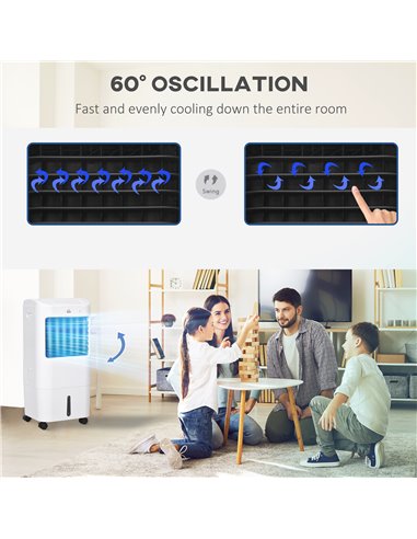 HOMCOM 78cm Portable Evaporative Air Cooler, 3-In-1 Ice Cooling Fan Cooler, Water Conditioner Humidifier Unit with Remote, 7.5H 