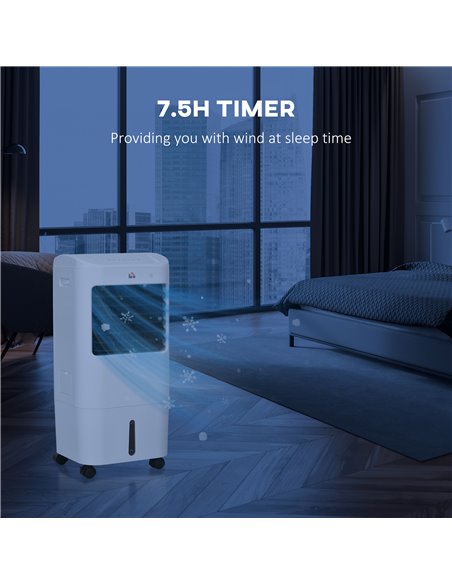 HOMCOM 78cm Portable Evaporative Air Cooler, 3-In-1 Ice Cooling Fan Cooler, Water Conditioner Humidifier Unit with Remote, 7.5H  - pic 62614 | FastDaddyshop