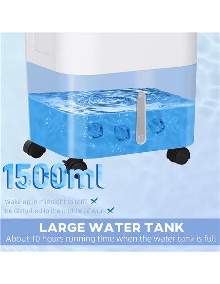 HOMCOM 78cm Portable Evaporative Air Cooler, 3-In-1 Ice Cooling Fan Cooler, Water Conditioner Humidifier Unit with Remote, 7.5H  - pic 62615 | FastDaddyshop