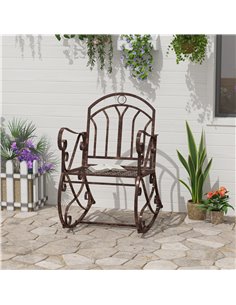 Outsunny Metal Single Chair 1 Seater Garden Outdoor Rocking Chair Vintage Style Bronze 84B-080 2