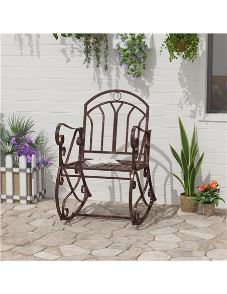 Outsunny Metal Single Chair 1 Seater Garden Outdoor Rocking Chair Vintage Style Bronze 84B-080 - pic 62617 | FastDaddyshop