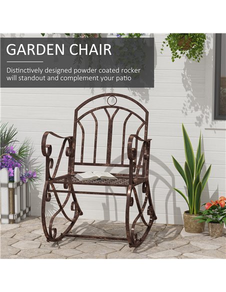 Outsunny Metal Single Chair 1 Seater Garden Outdoor Rocking Chair Vintage Style Bronze 84B-080 - pic 62619 | FastDaddyshop