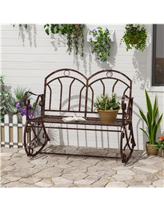 Outsunny 2 Seater Metal Garden Outdoor Rocking Chair, Bronze 84B-081 2