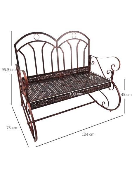 Outsunny 2 Seater Metal Garden Park Bench Outdoor Rocking Chair Swing Bench Loving Seat Bronze 84B-081 - pic 62627 | FastDaddyshop