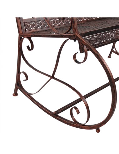 Outsunny 2 Seater Metal Garden Park Bench Outdoor Rocking Chair Swing Bench Loving Seat Bronze 84B-081