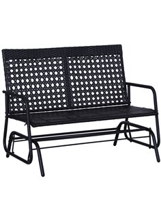 Outsunny 2 Seater Outdoor Garden Rocking Chair, Black 867-002