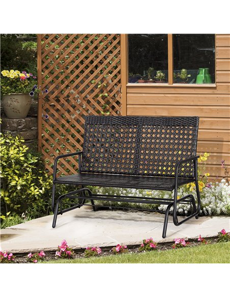 Outsunny 2 Seater Wicker Glider Bench Chair Rocking Chair Outdoor Patio Garden Armchair High Back 867-002 - pic 62635 | FastDaddyshop