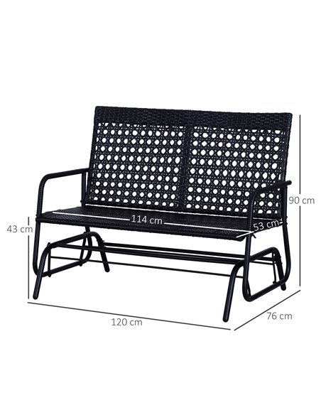 Outsunny 2 Seater Wicker Glider Bench Chair Rocking Chair Outdoor Patio Garden Armchair High Back 867-002 - pic 62636 | FastDaddyshop