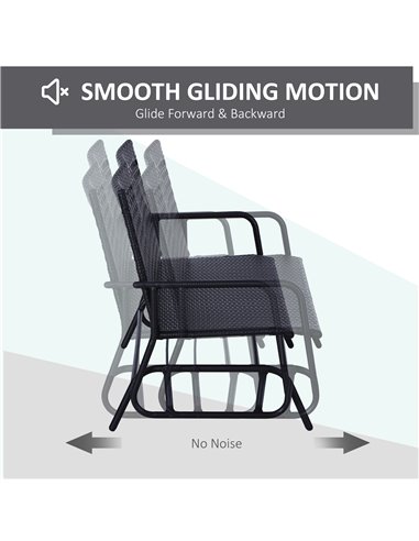 Outsunny 2 Seater Wicker Glider Bench Chair Rocking Chair Outdoor Patio Garden Armchair High Back 867-002