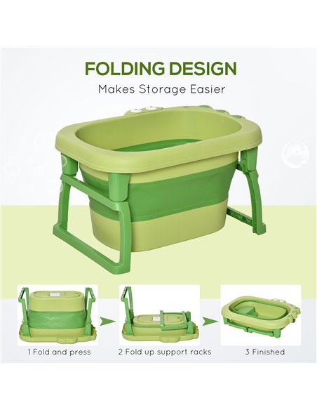 HOMCOM Baby Bath Tub for 0-6 Years Collapsible Non-Slip Portable with Stool Seat for Newborns Infants Toddlers Kids Crocodile Sh - pic 6264 | FastDaddyshop
