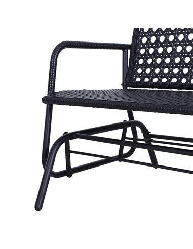 Outsunny 2 Seater Wicker Glider Bench Chair Rocking Chair Outdoor Patio Garden Armchair High Back 867-002