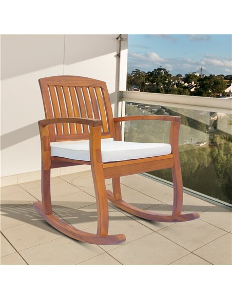 Outsunny Rocking Chair, Acacia Wood, Indoor/Outdoor Use with Cushion, Traditional Design 84A-047 - pic 62644 | FastDaddyshop