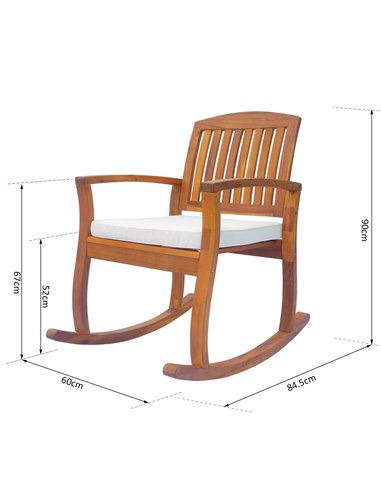Outsunny Rocking Chair, Acacia Wood, Indoor/Outdoor Use with Cushion, Traditional Design 84A-047