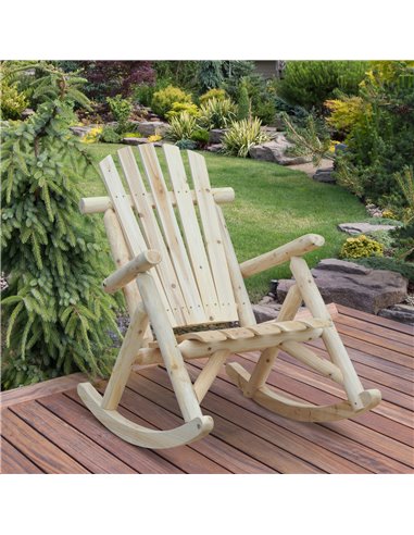 Outsunny Adirondack Chair Cedar Wood Ergonomic Rocking Chair Porch Rocker Garden Traditional - Burlywood 84A-046