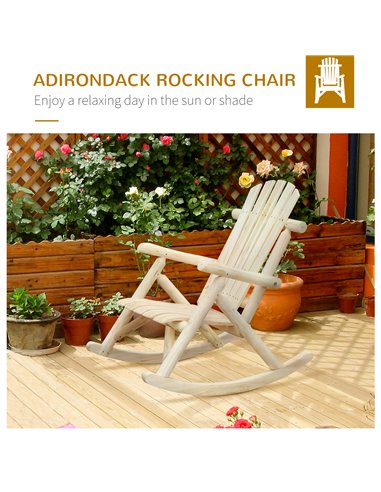 Outsunny Adirondack Chair Cedar Wood Ergonomic Rocking Chair Porch Rocker Garden Traditional - Burlywood 84A-046
