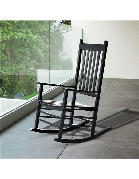Outsunny Wooden Rocking Chair, Patio Rocker Armchair for Balcony, Deck, Outdoor Porch Garden Seat, Black 84A-041BK - pic 62662 | FastDaddyshop