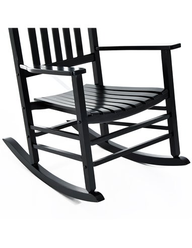 Outsunny Wooden Rocking Chair, Patio Rocker Armchair for Balcony, Deck, Outdoor Porch Garden Seat, Black 84A-041BK