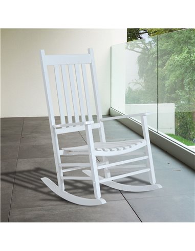 Outsunny Outdoor Porch Rocking Chair Armchair Wooden Patio Rocker Balcony Deck Garden Seat White 84A-041WT