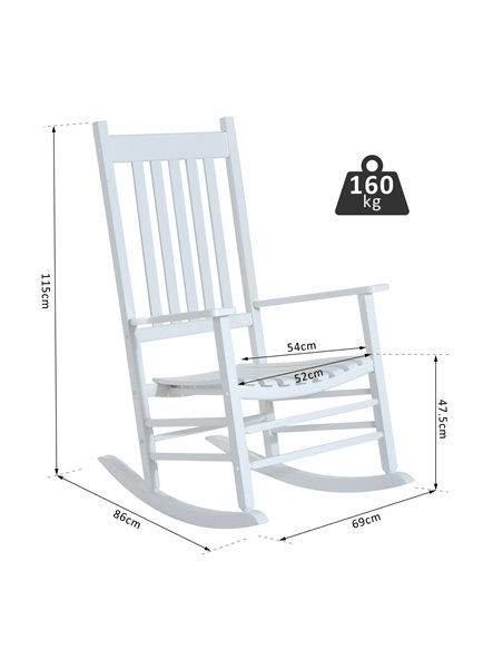 Outsunny Outdoor Porch Rocking Chair Armchair Wooden Patio Rocker Balcony Deck Garden Seat White 84A-041WT - pic 62672 | FastDaddyshop