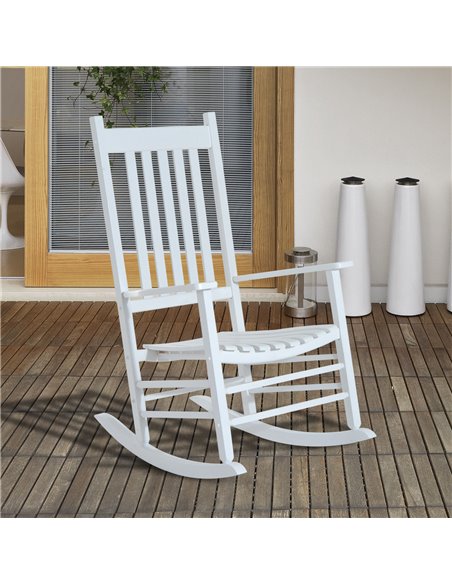 Outsunny Outdoor Porch Rocking Chair Armchair Wooden Patio Rocker Balcony Deck Garden Seat White 84A-041WT - pic 62678 | FastDaddyshop