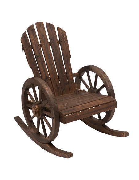 Outsunny Outdoor Garden Wooden Adirondack Rocking Chair, Carbonized Wood Colour 84A-126 - pic 62688 | FastDaddyshop