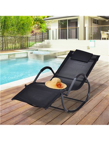 Outsunny Garden Rocking Chair Patio Texteline Rocking Lounge Chair Zero Gravity Rocker Outdoor Patio Garden Recliner Seat w/ Pad
