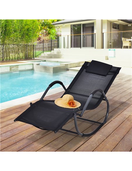 Outsunny Garden Rocking Chair Patio Texteline Rocking Lounge Chair Zero Gravity Rocker Outdoor Patio Garden Recliner Seat w/ Pad - pic 62698 | FastDaddyshop
