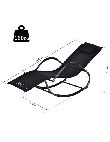 Outsunny Garden Rocking Chair Patio Texteline Rocking Lounge Chair Zero Gravity Rocker Outdoor Patio Garden Recliner Seat w/ Pad