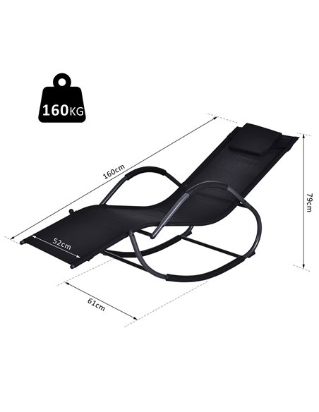 Outsunny Garden Rocking Chair Patio Texteline Rocking Lounge Chair Zero Gravity Rocker Outdoor Patio Garden Recliner Seat w/ Pad - pic 62699 | FastDaddyshop