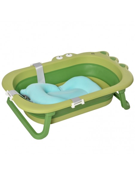Homcom 0+ Ergonomic Foldable Baby Bath Tub Non-Slip Portable with Baby Cushion Green - pic 6270 | FastDaddyshop