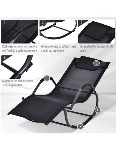 Outsunny Garden Rocking Chair Patio Texteline Rocking Lounge Chair Zero Gravity Rocker Outdoor Patio Garden Recliner Seat w/ Pad