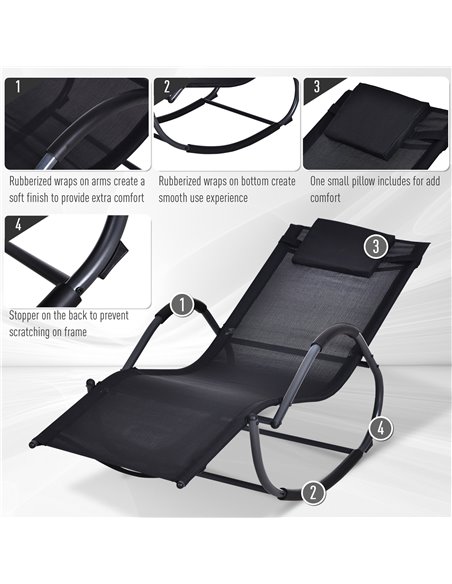 Outsunny Garden Rocking Chair Patio Texteline Rocking Lounge Chair Zero Gravity Rocker Outdoor Patio Garden Recliner Seat w/ Pad - pic 62701 | FastDaddyshop