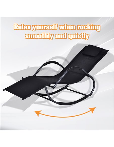 Outsunny Garden Rocking Chair Patio Texteline Rocking Lounge Chair Zero Gravity Rocker Outdoor Patio Garden Recliner Seat w/ Pad - pic 62703 | FastDaddyshop