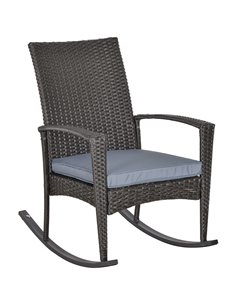 Outsunny PE Rattan Outdoor Garden Rocking Chair, Grey 841-146