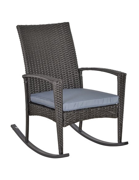 Outsunny PE Rattan Outdoor Garden Rocking Chair, Grey 841-146 - pic 62706 | FastDaddyshop