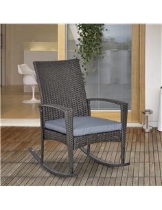 Outsunny PE Rattan Outdoor Garden Rocking Chair, Grey 841-146 2