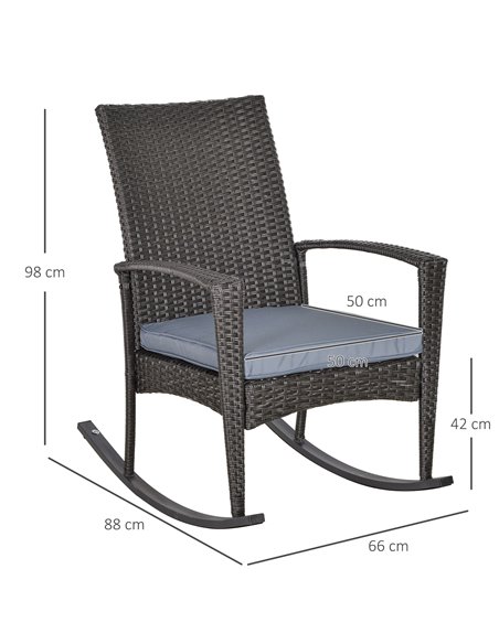 Outsunny PE Rattan Outdoor Garden Rocking Chair w/ Cushion Grey 841-146 - pic 62708 | FastDaddyshop