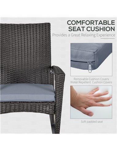 Outsunny PE Rattan Outdoor Garden Rocking Chair w/ Cushion Grey 841-146